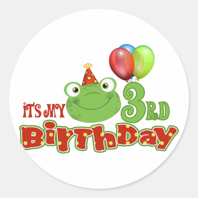 Sticker Rond C'est mon 3e anniversaire (Devant)