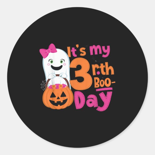 Sticker Rond C'est mon 3ème anniversaire Halloween 3 ans Ghost  (Devant)