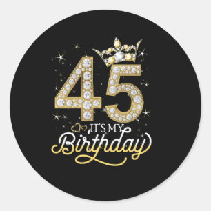 Sticker Rond C'Est Mon 45E Couronne Diamond 45 Et Fabuleux