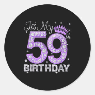 Sticker Rond C'est mon 59e anniversaire Reine Femmes 59 ans Dia