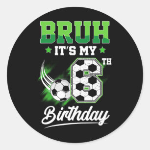 Sticker Rond C'est mon 6e anniversaire garçon fan de sport 6 an