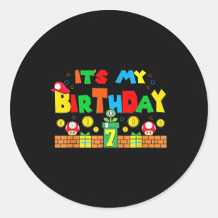 Sticker Rond C'Est Mon 7E Anniversaire Jeu Jeu Jeu Papa Et Mama