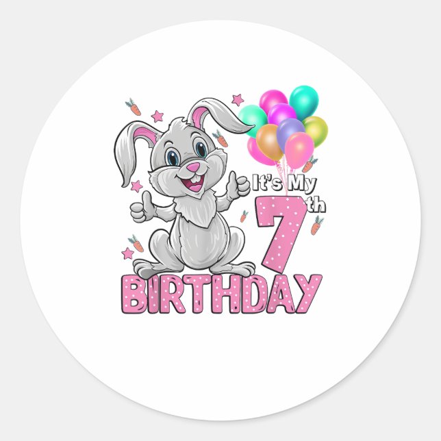 Sticker Rond C'est mon 7e anniversaire Rabbit 7e anniversaire 7 (Devant)