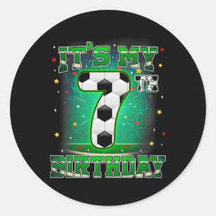 Sticker Rond C'est mon 7ème anniversaire de football pour garço
