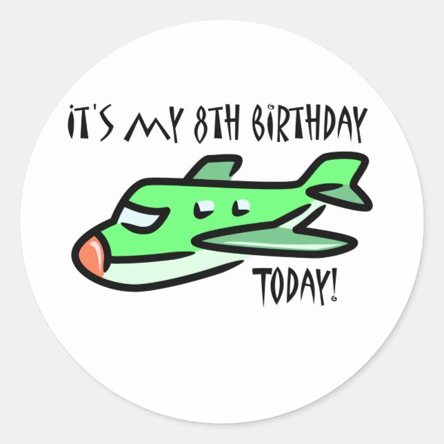 Sticker Rond C'est mon 8e anniversaire aujourd'hui (Devant)