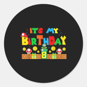 Sticker Rond C'Est Mon 8E Anniversaire Jeu Jeu Jeu Papa Et Mama