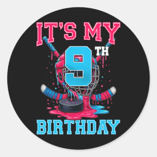 Sticker Rond C'est mon 9e anniversaire de hockey 9 ans glace D