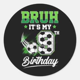 Sticker Rond C'est mon 9e anniversaire garçon fan de sport 9 an