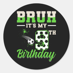 Sticker Rond C'est mon 9e anniversaire garçon football Footll 9