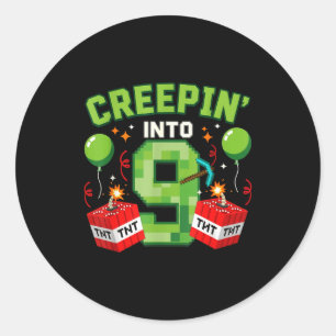 Sticker Rond C'est mon 9ème anniversaire garçon joueur qui se g