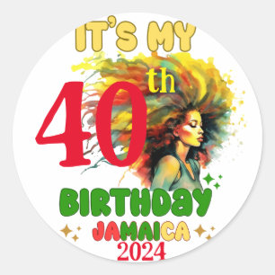 Sticker Rond C'est mon Anniversaire Jamaïque Girl Party Vacatio