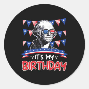 Sticker Rond C'est mon anniversaire Jour de l'Indépendance Geor