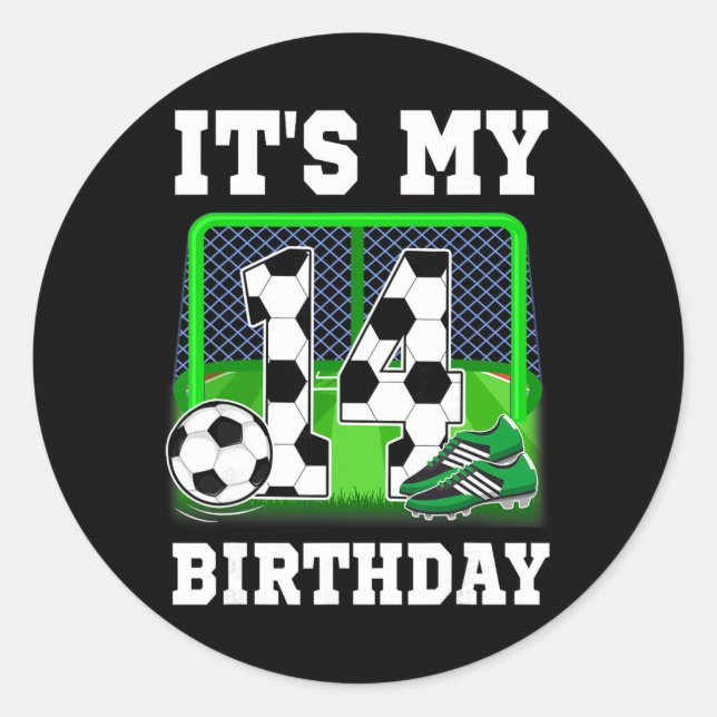 Sticker Rond C'est mon anniversaire pour mes 14 ans Thème de fo (Devant)