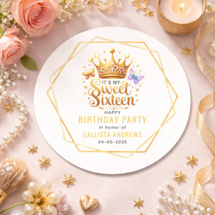Sticker Rond c'est mon anniversaire sweet sixteen 16