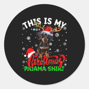 Sticker Rond C'est Mon Chien Dachshund Vêtement de Noël Laid Pa