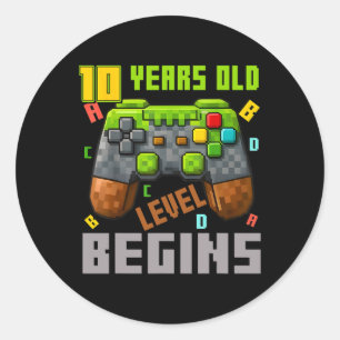Sticker Rond C'est mon contrôleur de jeu pixelisé pour mon 10e 