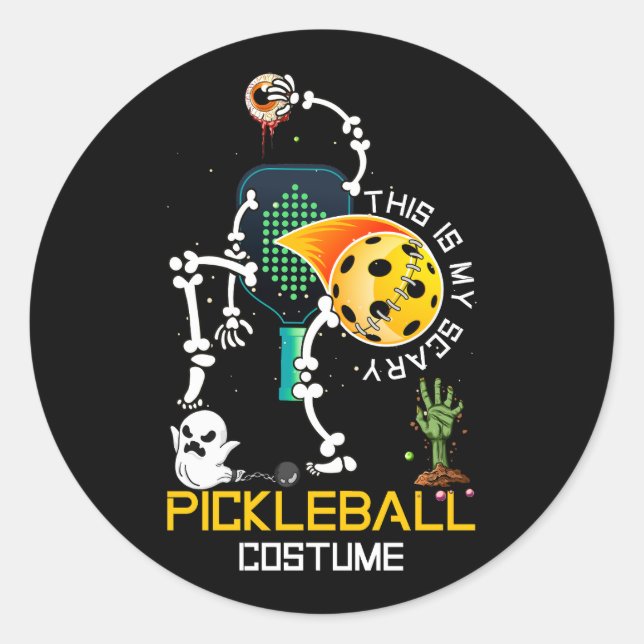 Sticker Rond C'Est Mon Costume De Pickleball Scary Halloween Sk (Devant)
