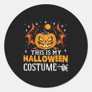 Sticker Rond C'Est Mon Costume D'Halloween Citrouille Drôle