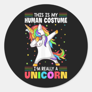 Sticker Rond C'est mon costume humain Je suis vraiment une sall