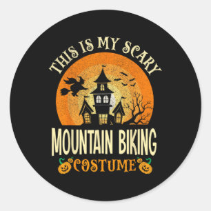 Sticker Rond C'Est Mon Costume Vélo Montagne Effrayant Hallowee