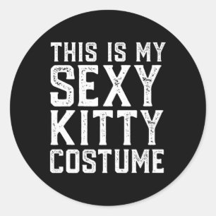 Sticker Rond C'Est Mon Costume Y Kitty Fun Easy Halloween Chat