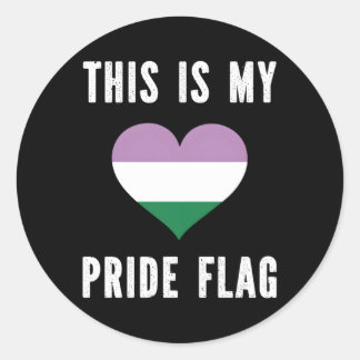 Sticker Rond C'Est Mon Drapeau De Fierté Hu Genre Queer
