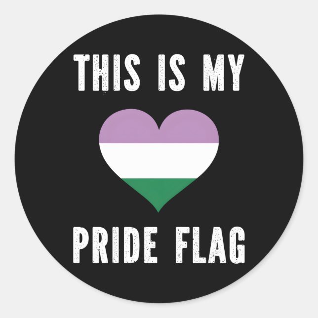 Sticker Rond C'Est Mon Drapeau De Fierté Hu Genre Queer (Devant)