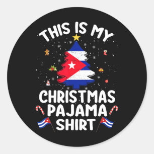 Sticker Rond C'Est Mon Jeu De Noël Chemise Cu Drapeau Arbre Xma