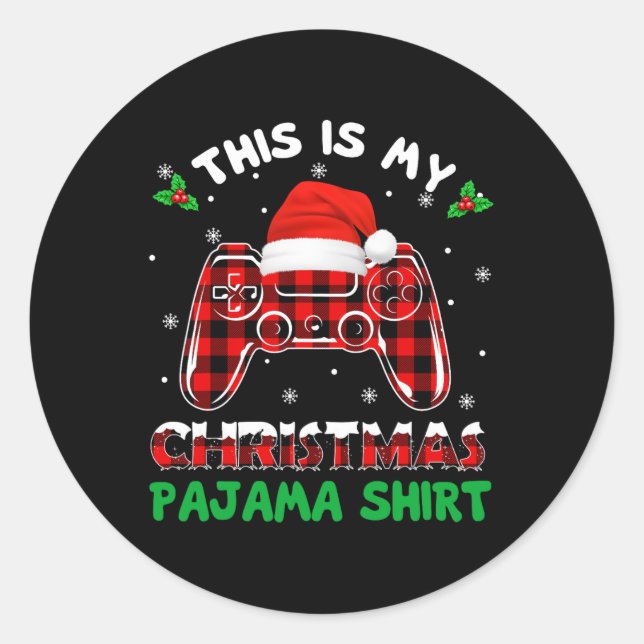 Sticker Rond C'Est Mon Jeu Vidéo De Jeu De Chemise De Noël (Devant)
