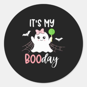 Sticker Rond C'est mon jour de Boo Mignon Halloween Anniversair