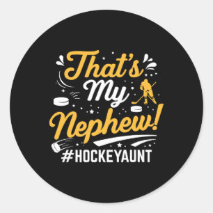 Sticker Rond C'est mon neveu hockey sur glace tante gardien de