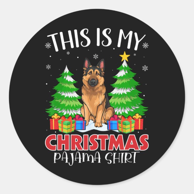 Sticker Rond C'Est Mon Pajama Allemand Berger Chien De Noël Xm (Devant)