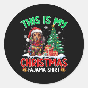 Sticker Rond C'Est Mon Pajama Dachshund Amoureux de les chiens