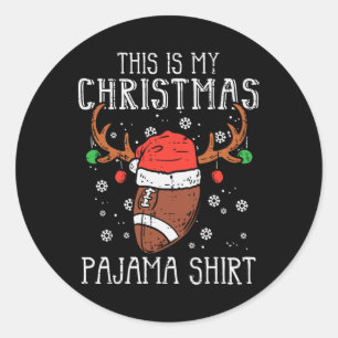 Sticker Rond C'Est Mon Pajama De Noël Football De Noël Sport