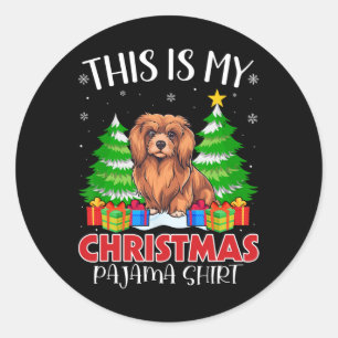 Sticker Rond C'Est Mon Pajama De Noël Lhassa Apso Chien Xmas Pj