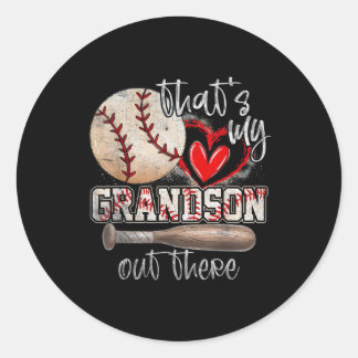 Sticker Rond C'est mon petit-fils là-bas Baseball