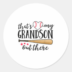 Sticker Rond C'est mon petit-fils là-bas Baseball Grand-mère Sq