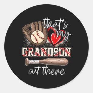 Sticker Rond C'est mon petit-fils là-bas de baseball grand-mère