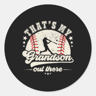 Sticker Rond C'est mon petit-fils là-bas, grand-mère de basebal
