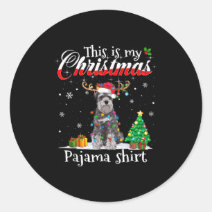 Sticker Rond C'Est Mon Pijama De Noël Schnauzer Chover Dog Me