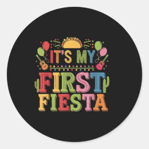 Sticker Rond C'Est Mon Premier Anniversaire Fête Mexicaine Cinc