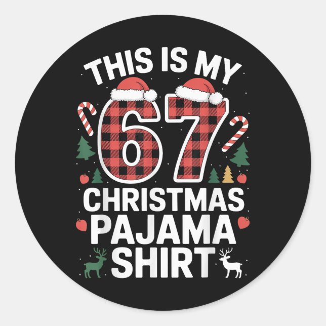 Sticker Rond C'est mon pyjama de Noël 67  (Devant)