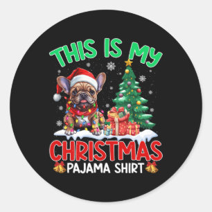 Sticker Rond C'Est Mon Pyjama De Noël Amoureux De Chiens De Fer