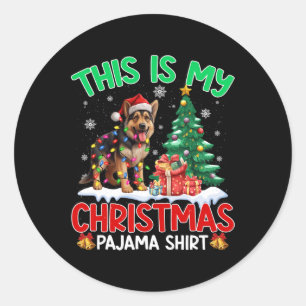 Sticker Rond C'Est Mon Pyjama De Noël Chien De Berger Allemand