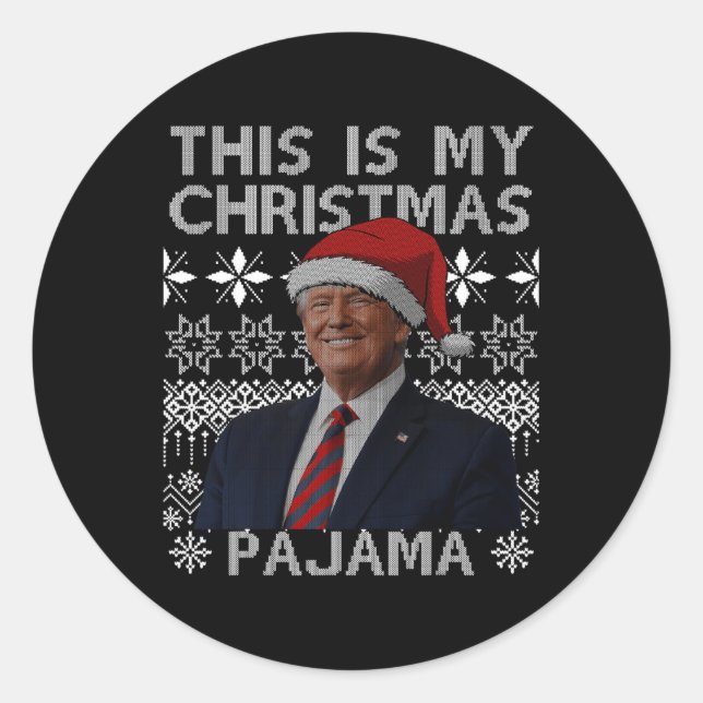 Sticker Rond C'Est Mon Pyjama De Noël Drôle Matching Tr (Devant)