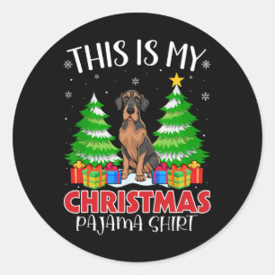 Sticker Rond C'Est Mon Pyjama De Noël Grand Chien Danse Xmas Pj