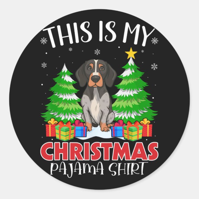 Sticker Rond C'Est Mon Pyjama De Noël Pointer Chien Xm (Devant)