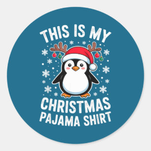 Sticker Rond C'est mon pyjama de pingouin de Noël