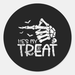 Sticker Rond C'est mon traitement Skeleton main drôle Halloween