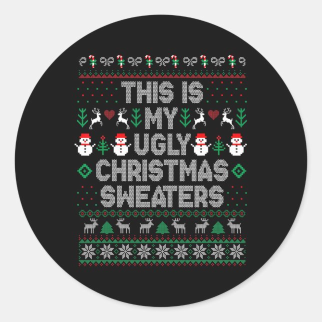 Sticker Rond C'est mon trop chaud pour un pull de Noël moche (Devant)